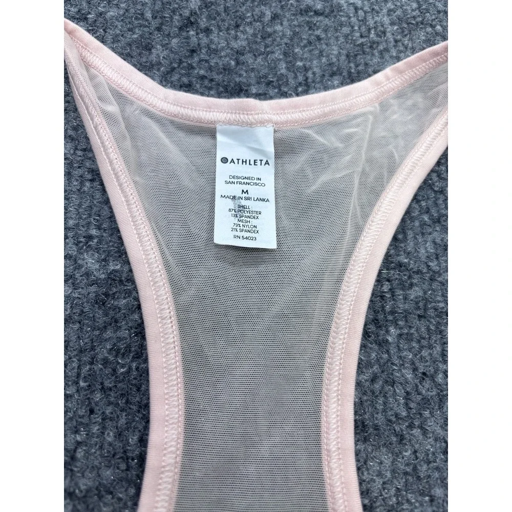 Athleta Womens Pink Mesh Racerback Performance Workout Tank Top Medium RN 54023 - Picture 4 of 6